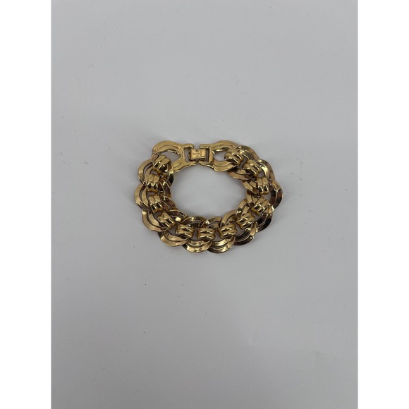 Monet Jewelry - Monet Vintage Gold Tone Chunky Curb Link Bracelet Fold Over Clasp Stamped